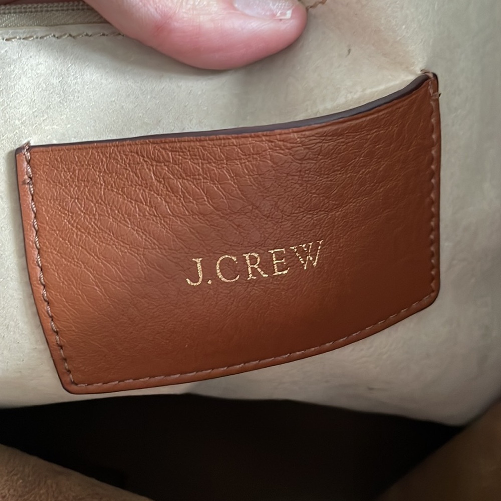 J Crew 100% Leather Slouchy Tote, English Chestnut Brown Leather Work Bags - Picture 6 of 9